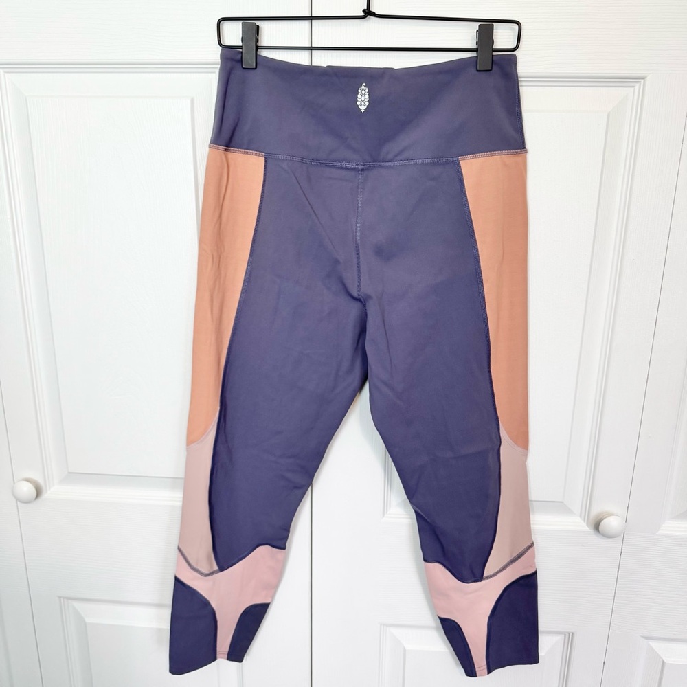 FP Movement by Free People Deep Purple and Coral & Pink Leggings LARGE